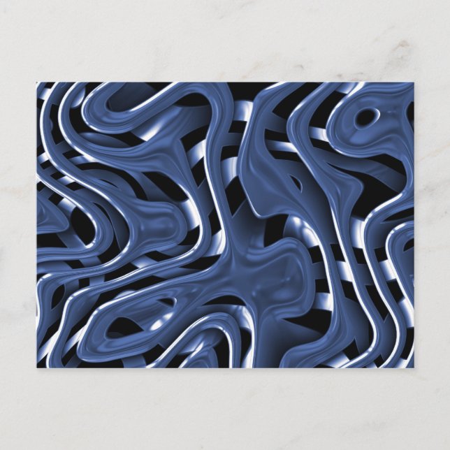 Swiryly Blue Chrome Abstract Art Postcard (Front)