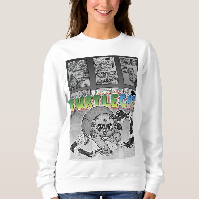 Swish-a-wssshh Actiony Turtlecat Manga Toned Sweatshirt (Front)