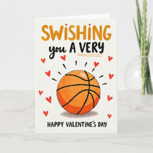 Swishing Basketball Valentines Card
