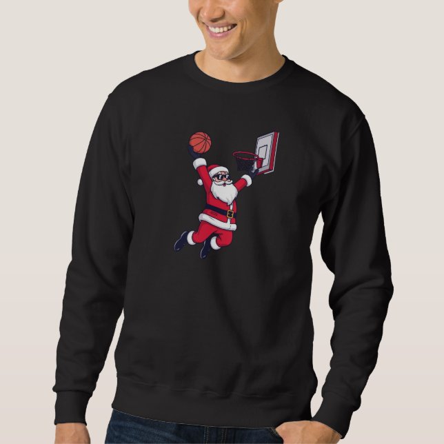 Swishmas Hoops: Santa Dunking Christmas Funny Sweatshirt (Front)