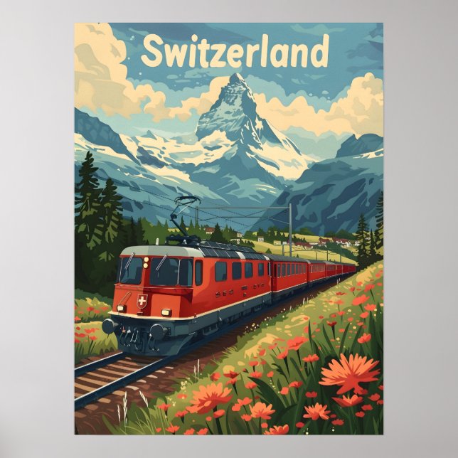 Swiss Alpine Railroad Journey Poster (Front)