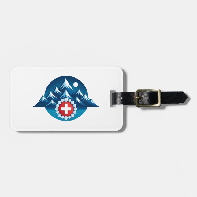 Swiss Alps Illustration Luggage Tag (Front Horizontal)