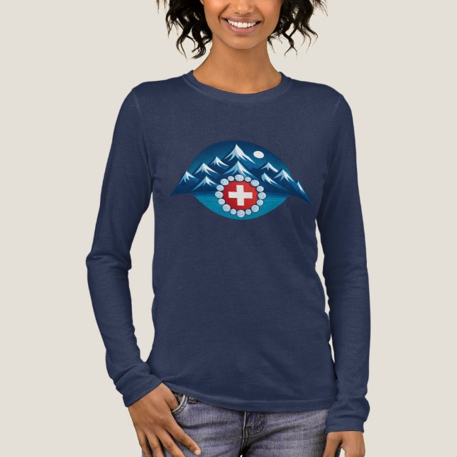 Swiss Alps Illustration Tri-Blend Shirt (Front)