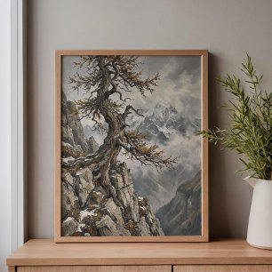 Swiss Alps Larch Mountain Oil Canvas Print