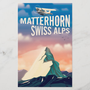 Swiss Alps Matterhorn travel poster Stationery