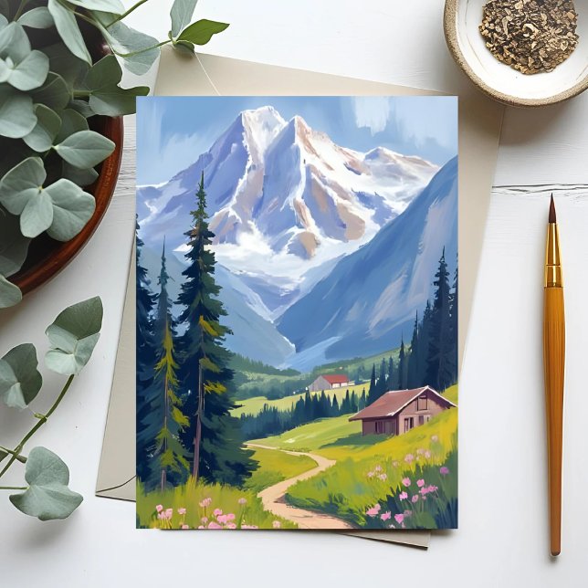 Swiss Alps Mountain Hillside Switzerland Card (Creator Uploaded)