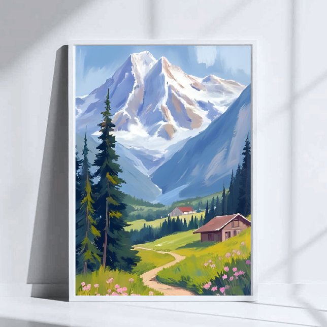 Swiss Alps Mountain Hillside Switzerland Travel Poster (Creator Uploaded)