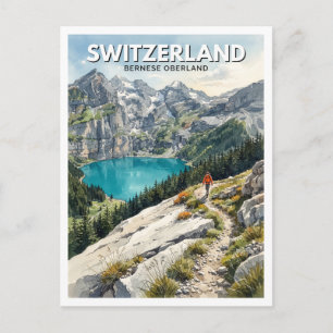 Swiss Alps, Oeschinensee Mountain Trail Kandersteg Postcard