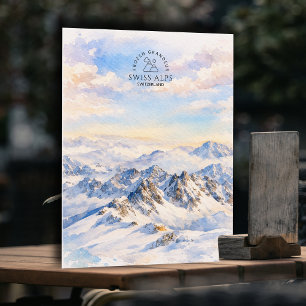 Swiss Alps - Switzerland Mountain Watercolor Postcard