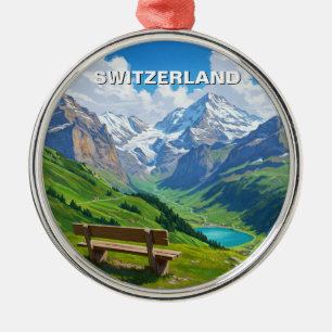 Swiss Alps Switzerland Travel Metal Tree Decoration