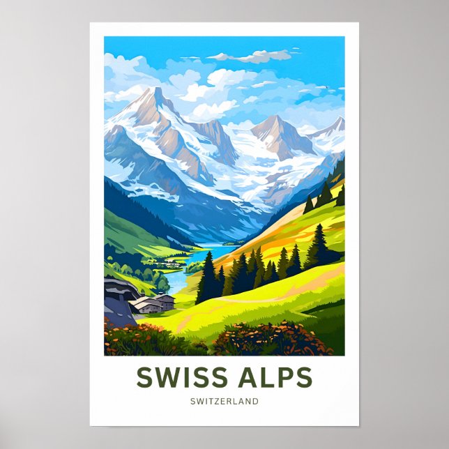 Swiss Alps Switzerland Travel Print (Front)