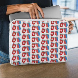 Swiss & Canton Ticino Flags  Laptop Sleeve