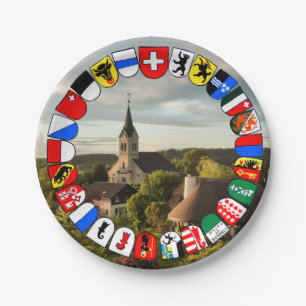 Swiss cantons coat of arms paper plate