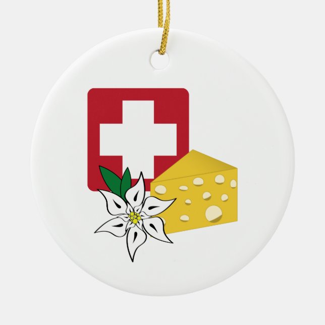 Swiss Ceramic Tree Decoration (Front)