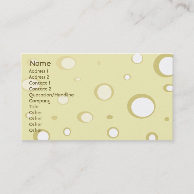 Swiss Cheese - Business Business Card (Front)