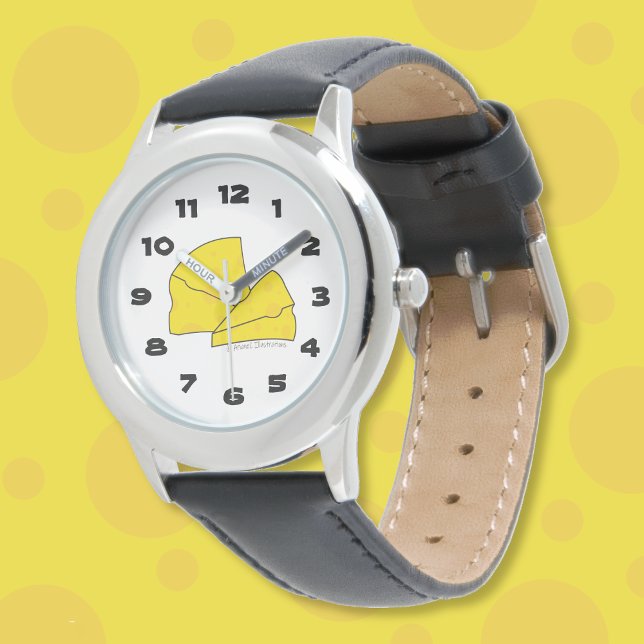 Swiss Cheese Cartoon Illustration Kid Watch (Swiss cheese doodle kid watch .)