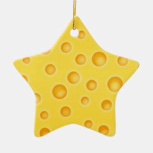 Swiss Cheese Cheezy Texture Pattern Ceramic Tree Decoration
