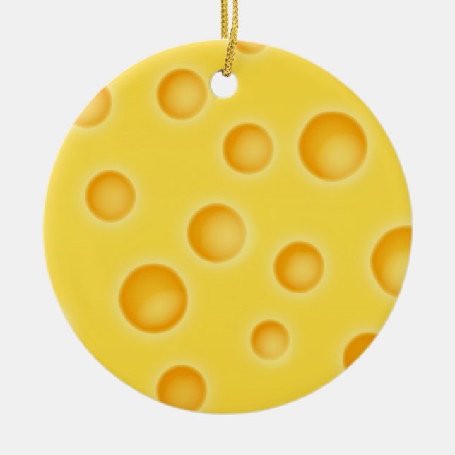 Swiss Cheese Cheezy Texture Pattern Ceramic Tree Decoration (Front)