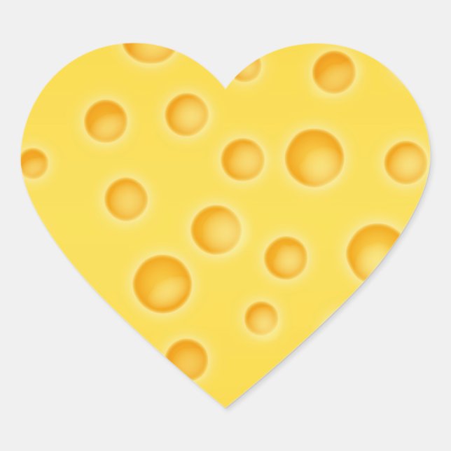 Swiss Cheese Cheezy Texture Pattern Heart Sticker (Front)