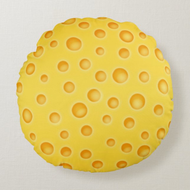 Swiss Cheese Cheezy Texture Pattern Round Cushion (Front)