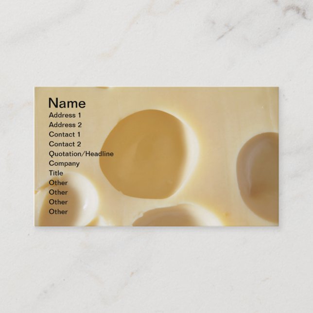 SWISS CHEESE SURFACE TEXTURE CREAM  CIRCLES HOLES BUSINESS CARD (Front)