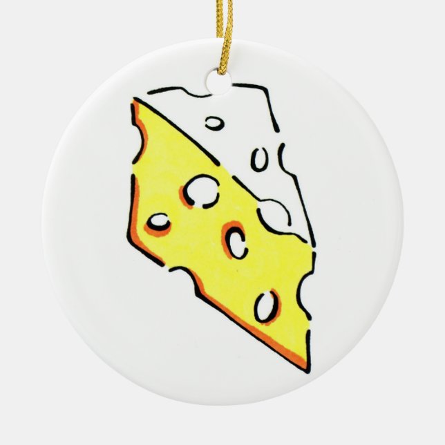 SWISS CHEESE WEDGE ROUND ORNAMENT (Front)