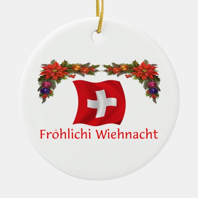 Swiss Christmas Ceramic Tree Decoration (Front)