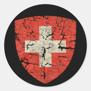 Swiss Coat of Arms, Distressed Classic Round Sticker