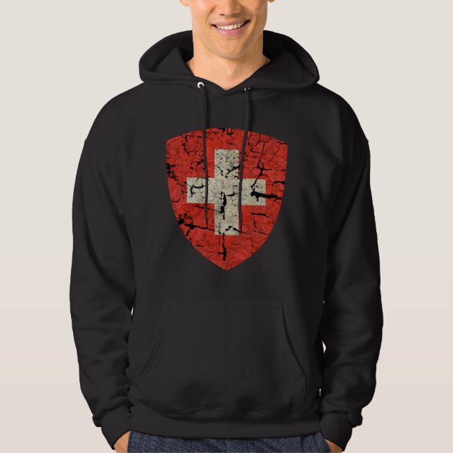 Swiss Coat of Arms, Distressed Hoodie (Front)