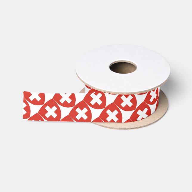 Swiss Coat of Arms Shield Satin Ribbon (Spool)