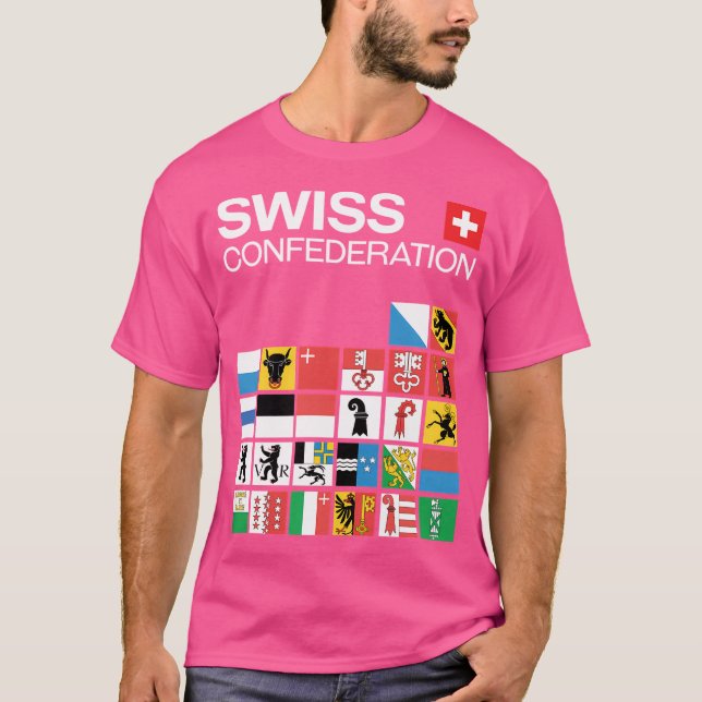 Swiss Confederation Flags T-Shirt (Front)