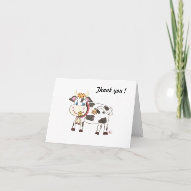 Swiss cow , thank you note card (Front)