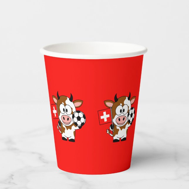 Swiss cow with soccer paper cups (Front)
