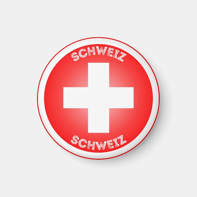 Swiss Cross Schweiz Circle Shape  Magnet (Front)