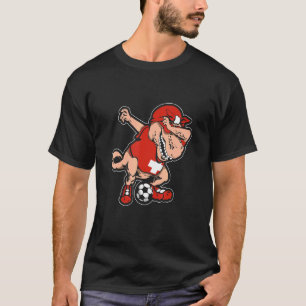 Swiss Dabbing Soccer TRex Dino  Dab Soccer Switzer T-Shirt