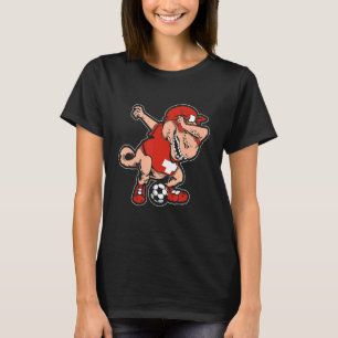 Swiss Dabbing Soccer TRex Dino Dab Soccer Switzer T-Shirt