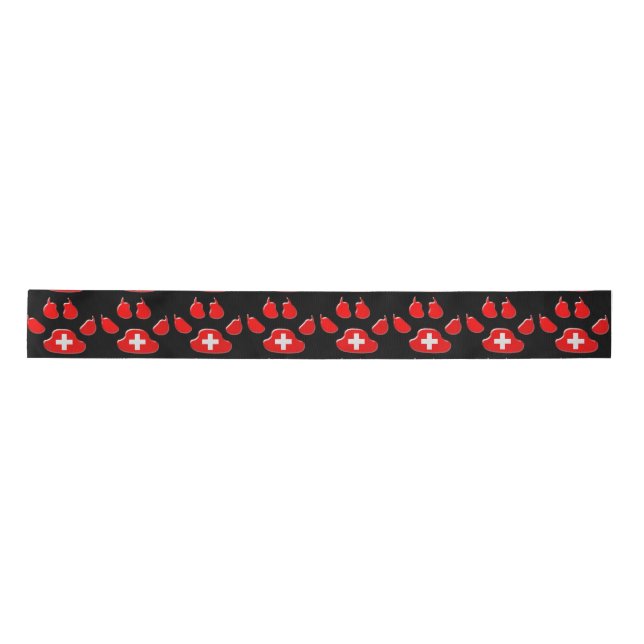 swiss dog paw print satin ribbon (Front)
