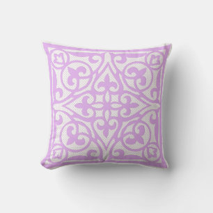 Swiss dot cutwork over linen - lavender cushion