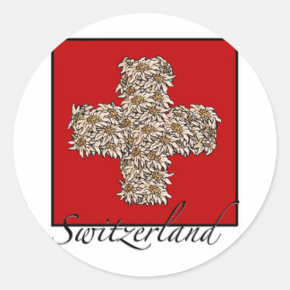 Swiss Edelweiss Cross Classic Round Sticker