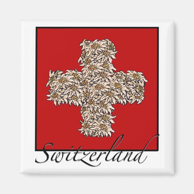 Swiss Edelweiss Cross Magnet (Front)