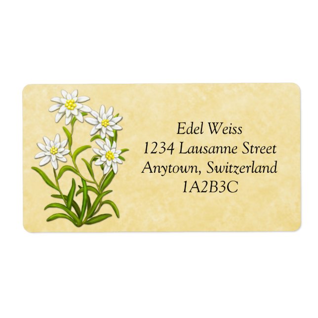 Swiss Edelweiss Flowers Customisable Label (Front)