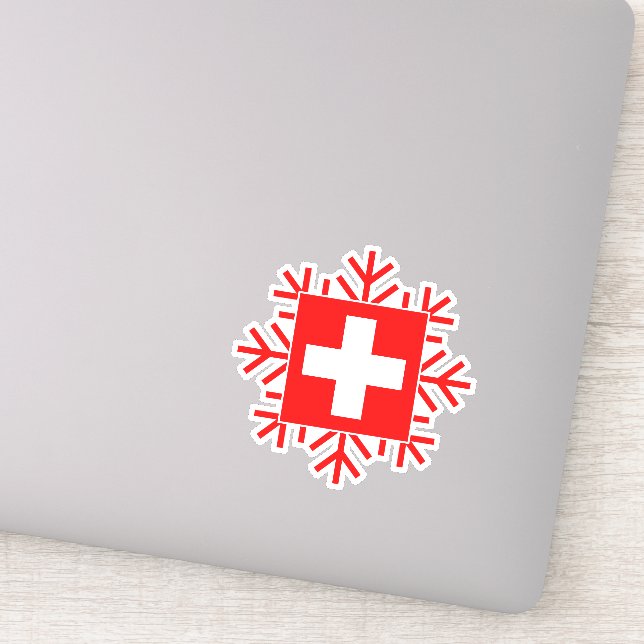 Swiss Flag and Snowflake Elegant Ski Holiday (Detail)