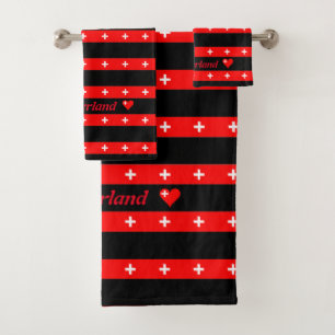 Swiss flag bath towel set