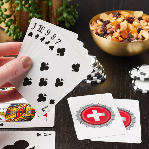 Swiss Flag Bottle Cap Red and White Cross Playing Cards