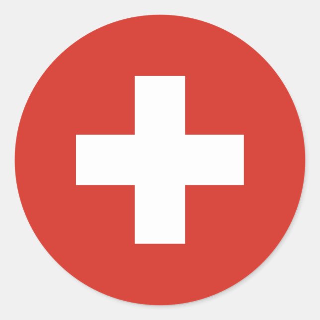Swiss Flag, Flag of Switzerland Classic Round Sticker (Front)