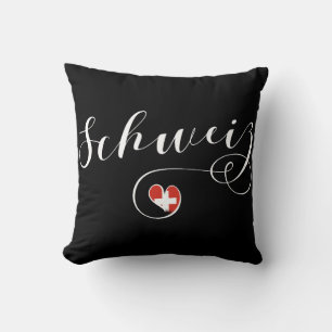 Swiss Flag Heart, Schweiz, Switzerland Cushion