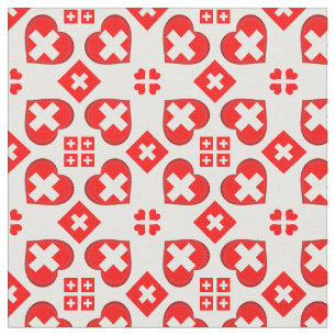 Swiss Flag & Heart, Switzerland Fabric fashion