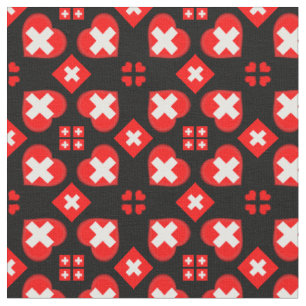 Swiss Flag & Heart, Switzerland Fabric fashion