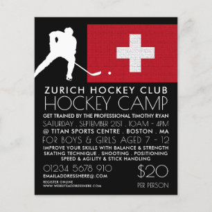 Swiss Flag, Hockey Player, Camp Advertising Flyer