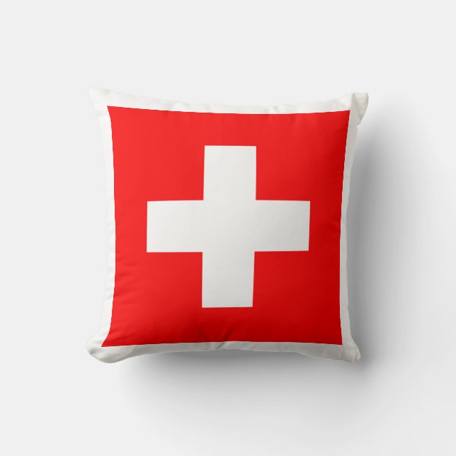 Swiss Flag I Love Switzerland Red and White Cushion (Front)